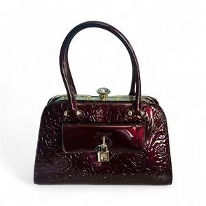Elegant Burgundy Embossed Handbag
